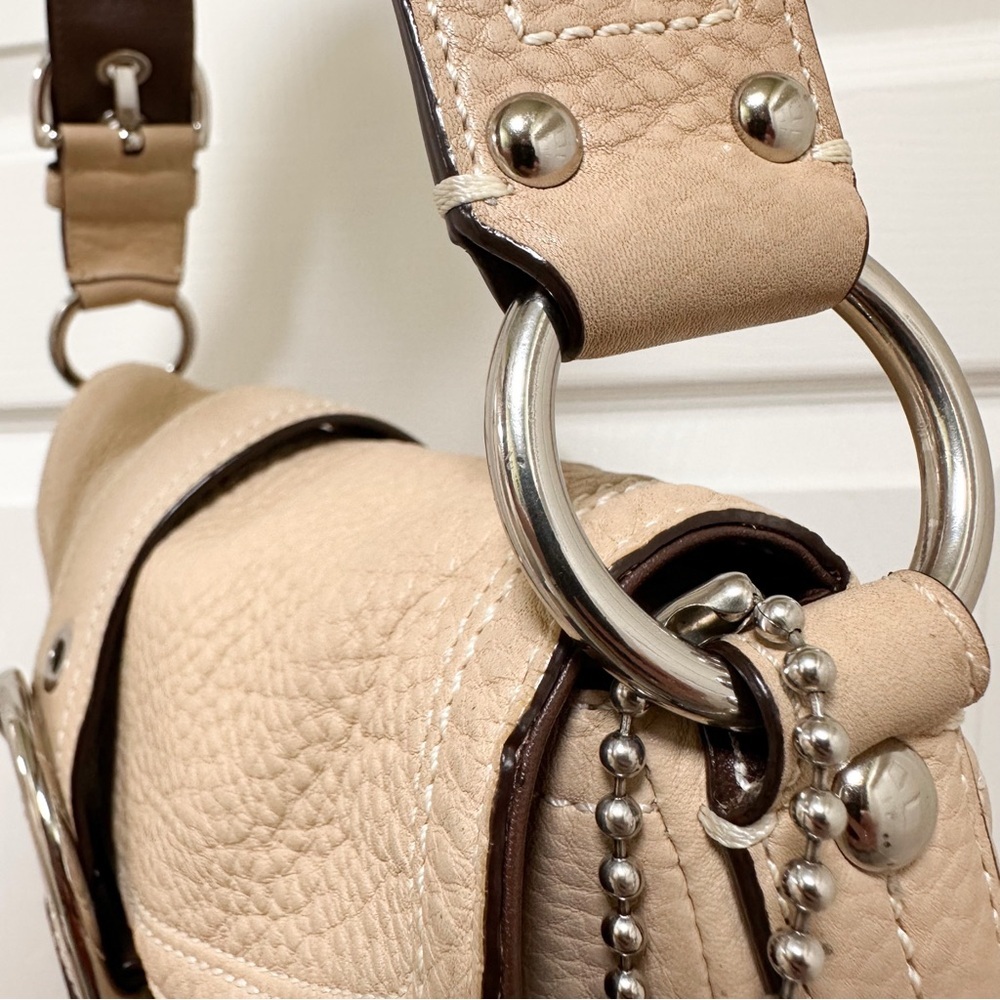 Coach Soho Flap Pebbled Leather Shoulder Bag Sand Beige Large LIKE NEW - Picture 9 of 14